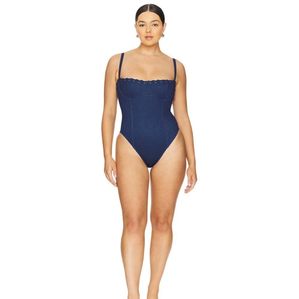 Good American denim blue corset swim suit large - Picture 7 of 14